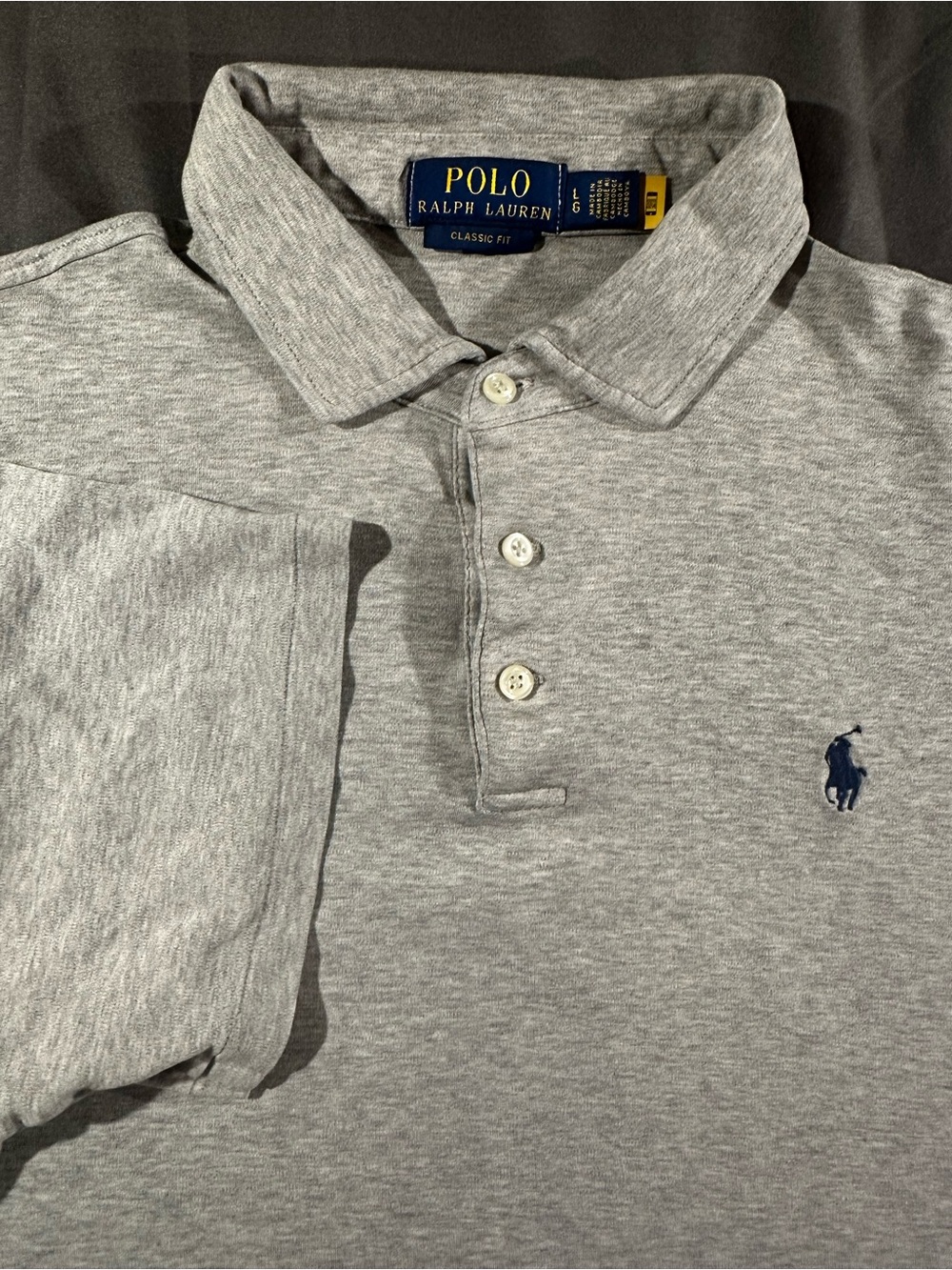 Polo Ralph Lauren Men’s Classic Fit Polo Shirt Size L | Gray Short Sleeve Cotton